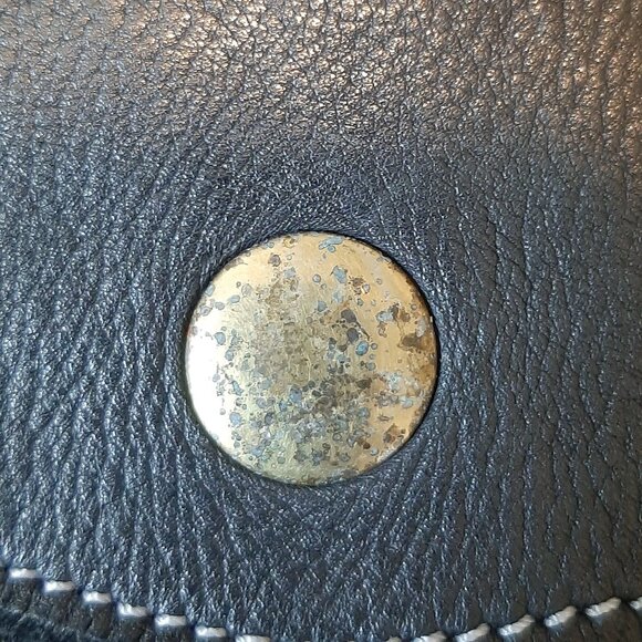 Costanza Rota Black Leather and Brass Stud Crossbody Messenger Flap Bag - Picture 12 of 12